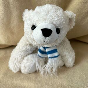 Animal Adventure Plush White Polar Bear Blue White Scarf Stuffed Animal 11” Toy
